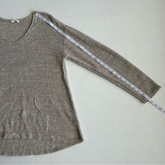 J. Jill Pure Jill Women's Tan 100% Cotton V-Neck Sweater with Front Pouch Pocket - Picture 7 of 12